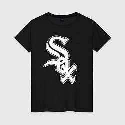 Футболка хлопковая женская Chicago white sox - baseball, цвет: черный