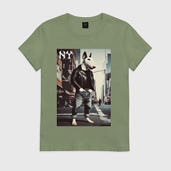 Женская футболка Dude bull terrier is a New Yorker