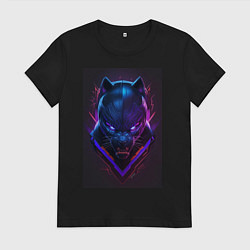 Футболка хлопковая женская Черная пантера маска, цвет: черный