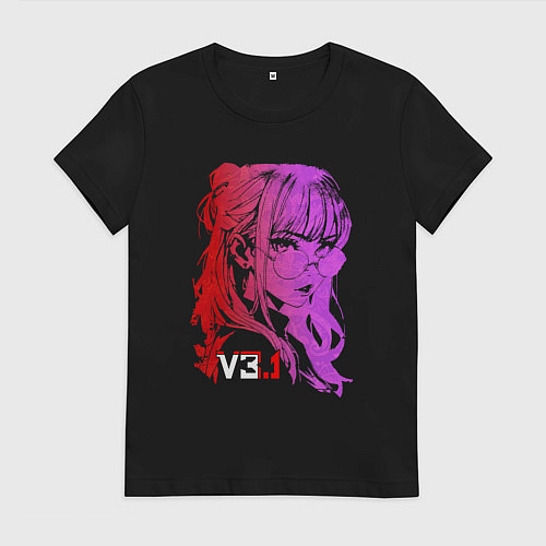 Женская футболка Девушка в градиенте / Черный – фото 1