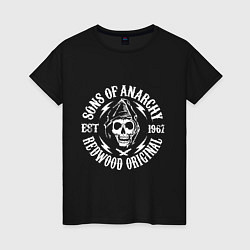 Футболка хлопковая женская Sons Of Anarchy - redwood original, цвет: черный