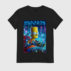 Футболка хлопковая женская Cyber Bart Simpson - esport, цвет: черный