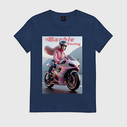 Женская футболка Барби на спортивном байке - экстрим