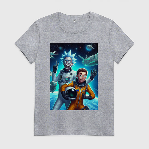 Женская футболка Космонавты Рик и Морти - нейроарт фантазия / Меланж – фото 1
