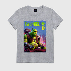 Женская футболка Кибер Шрек в татухах - прикол