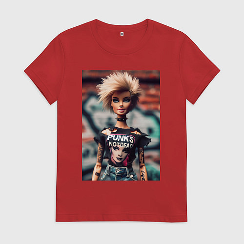 Женская футболка Punks not dead - Barbie ai art / Красный – фото 1