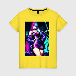 Футболка хлопковая женская Девушка поп идол, цвет: желтый