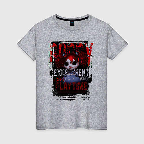 Женская футболка Кукла Поппи из Poppy Playtime / Меланж – фото 1