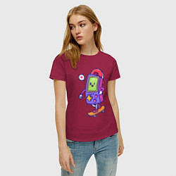 Футболка хлопковая женская Tetris skater, цвет: маджента — фото 2