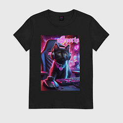 Женская футболка Чёрный котёнок - киберспорт