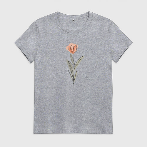 Женская футболка Тюльпан линиями / Меланж – фото 1