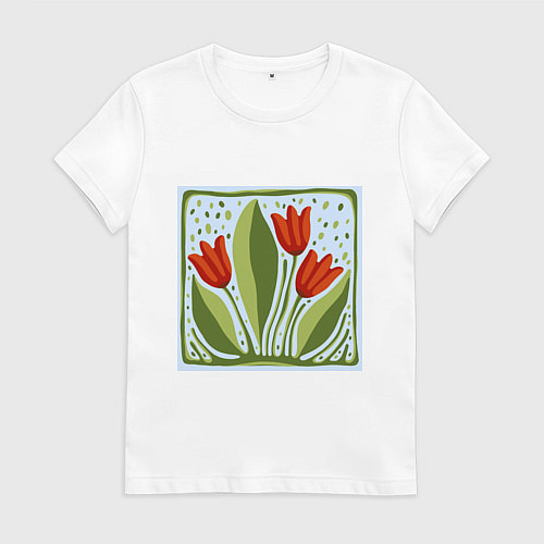 Женская футболка Цветущие тюльпаны / Белый – фото 1