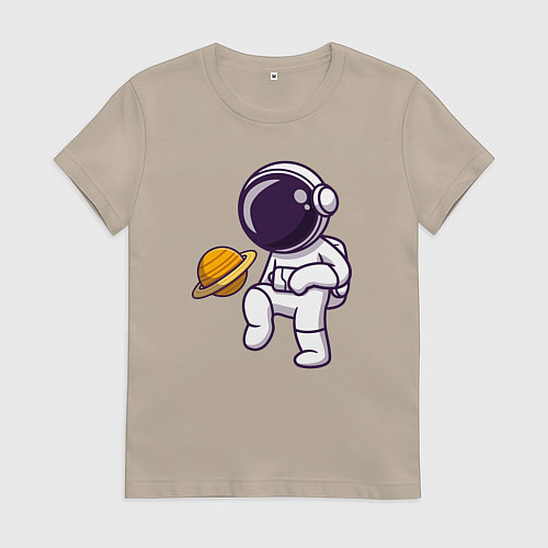 Женская футболка Saturn football / Миндальный – фото 1