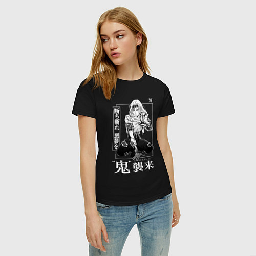 Женская футболка Кокушибо - демон двадцати лун / Черный – фото 3
