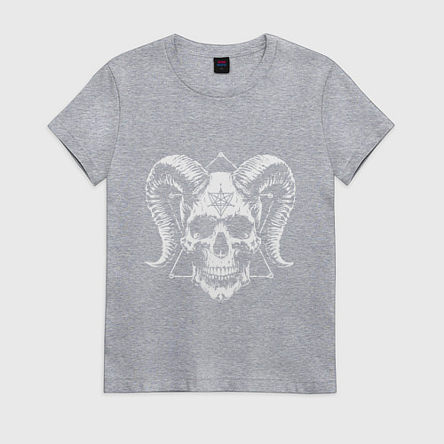 Женская футболка Рогатый череп / Меланж – фото 1