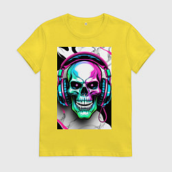 Женская футболка Череп в наушниках