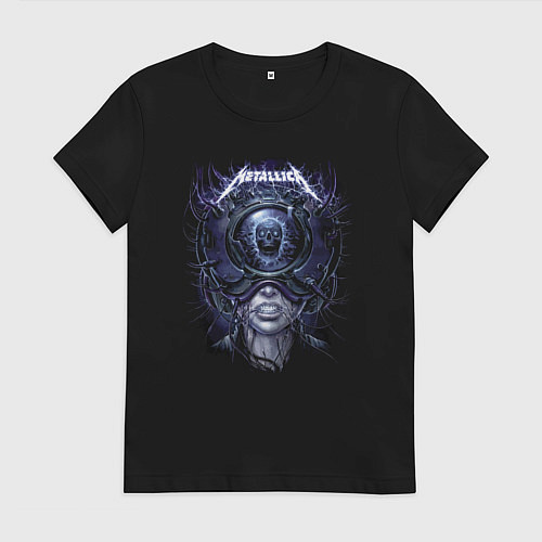 Женская футболка Металлика - девушка в виртуальном шлеме / Черный – фото 1