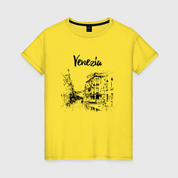 Футболка хлопковая женская Venezia - Italy, цвет: желтый