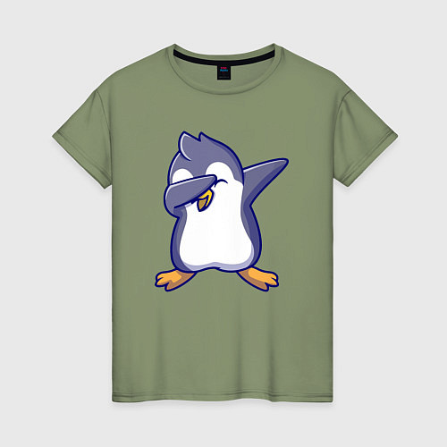Женская футболка Dab penguin / Авокадо – фото 1