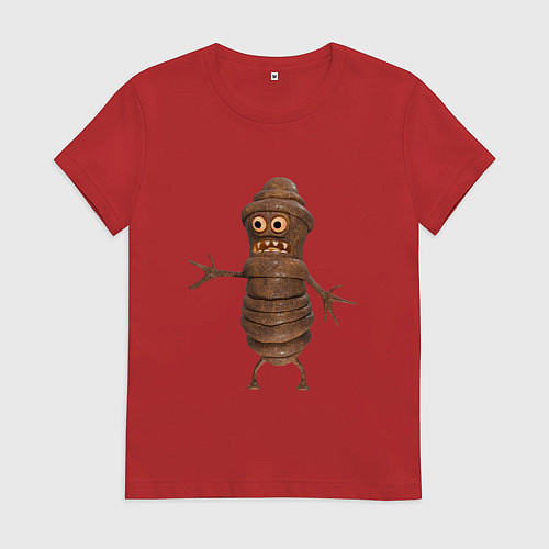 Женская футболка Сartoon worm character brown / Красный – фото 1