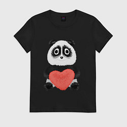Женская футболка Плюшевый панда с красным сердцем