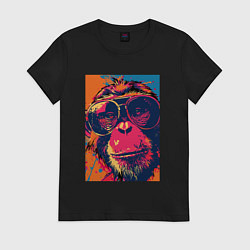 Женская футболка Обезьяна в очках big pop art