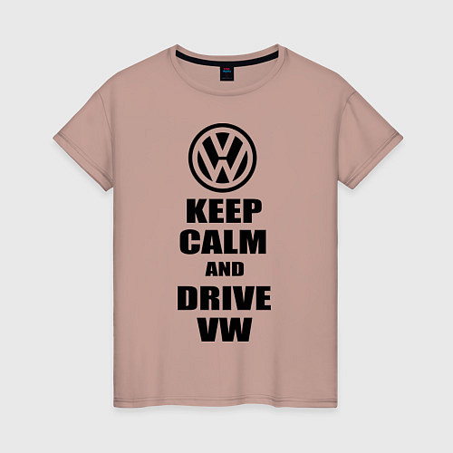 Женская футболка Keep Calm & Drive VW / Пыльно-розовый – фото 1