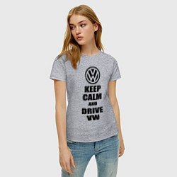 Футболка хлопковая женская Keep Calm & Drive VW, цвет: меланж — фото 2