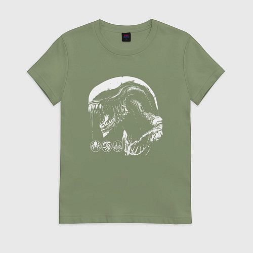 Женская футболка Ксеноморф с тремя значками / Авокадо – фото 1