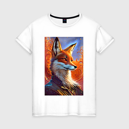 Женская футболка Fox fashionista - ai art fantasy / Белый – фото 1