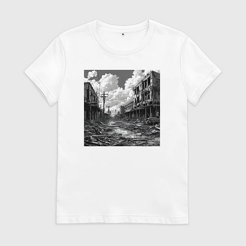 Женская футболка Разрушенный город / Белый – фото 1