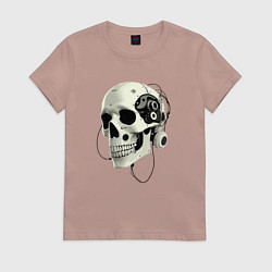 Женская футболка Кибернетический череп с проводами