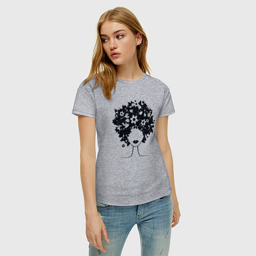 Женская футболка Цветочная девушка / Меланж – фото 3
