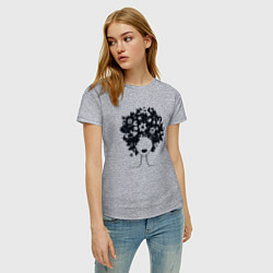 Футболка хлопковая женская Цветочная девушка, цвет: меланж — фото 2