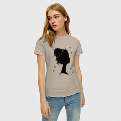 Футболка хлопковая женская Flower girl, цвет: миндальный — фото 2