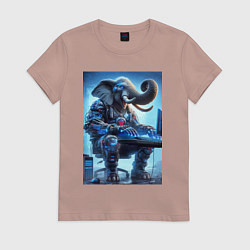 Футболка хлопковая женская Слоняра киберспортсмен - киберпанк, цвет: пыльно-розовый
