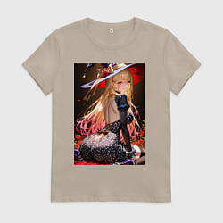 Футболка хлопковая женская Марин Китагава косплей ведьмочки, цвет: миндальный