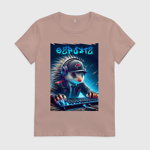 Женская футболка Дикобраз командный игрок - неоновое свечение / Пыльно-розовый – фото 1