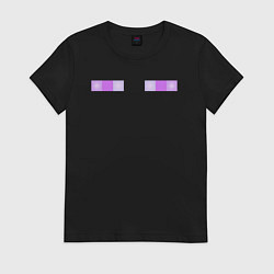 Футболка хлопковая женская Enderman Minecraft, цвет: черный