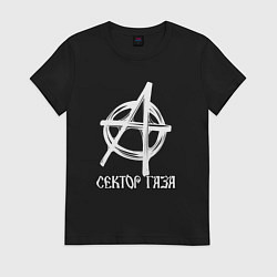 Женская футболка Сектор газа анархия белый логотип