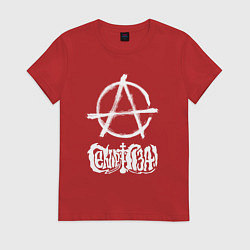 Женская футболка Сектор газа белый логотип анархия