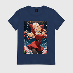Футболка хлопковая женская Марин Китагава косплей 002 Darling in the Franxx, цвет: тёмно-синий