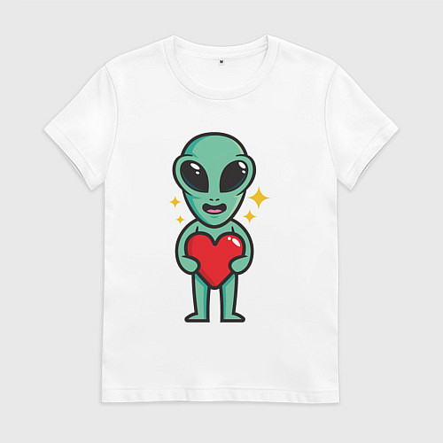 Женская футболка Пришелец с сердечком / Белый – фото 1
