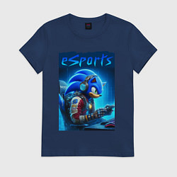 Женская футболка Hedgehog Sonic is esports player - neon glow
