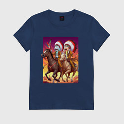 Женская футболка Индейцы Рик и Морти скачут на лошадях