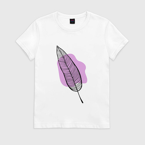 Женская футболка Контуры листа на сливовом / Белый – фото 1