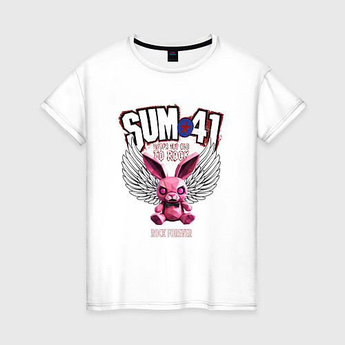 Женская футболка Sum 41 розовый кролик / Белый – фото 1