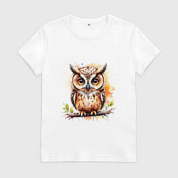 Женская футболка Акварельная сова