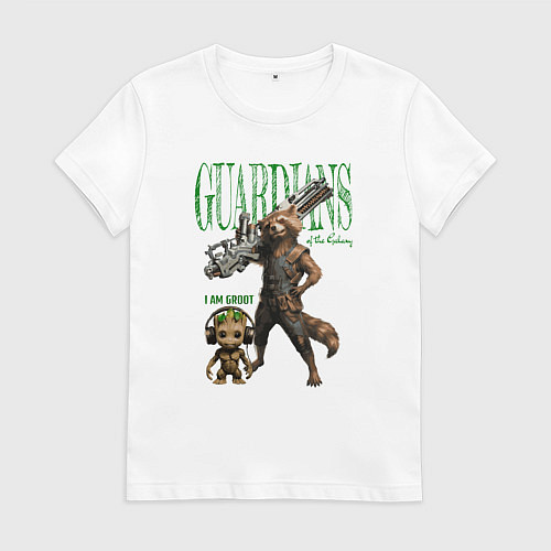 Женская футболка Малыш грут и енот ракета из стражи галактики / Белый – фото 1