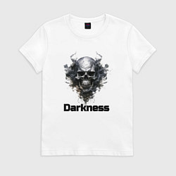 Футболка хлопковая женская Dark skull, цвет: белый